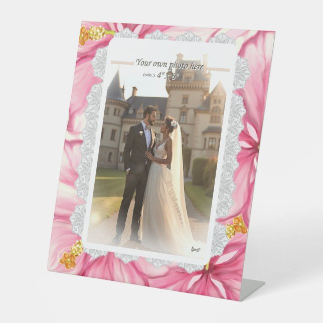 Hibiscus & lace PINK Pedestal Sign (Front)