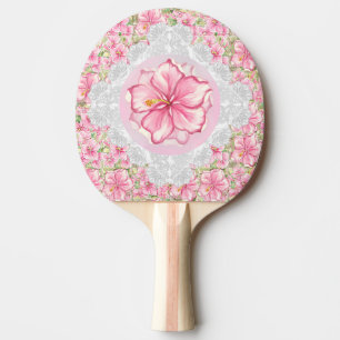 Hibiscus & lace PINK Ping Pong Paddle