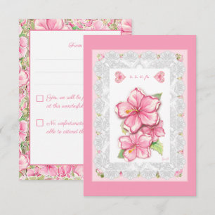 Hibiscus & lace PINK RSVP Card