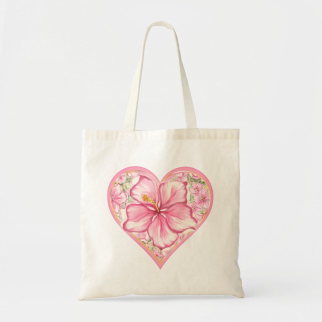 Hibiscus & lace PINK Tote Bag (Front)