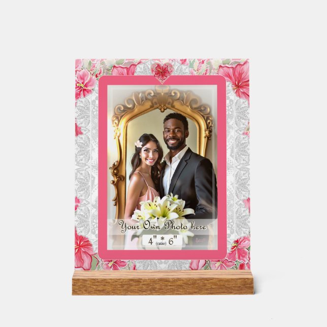 Hibiscus & lace RED Acrylic Sign (Front)