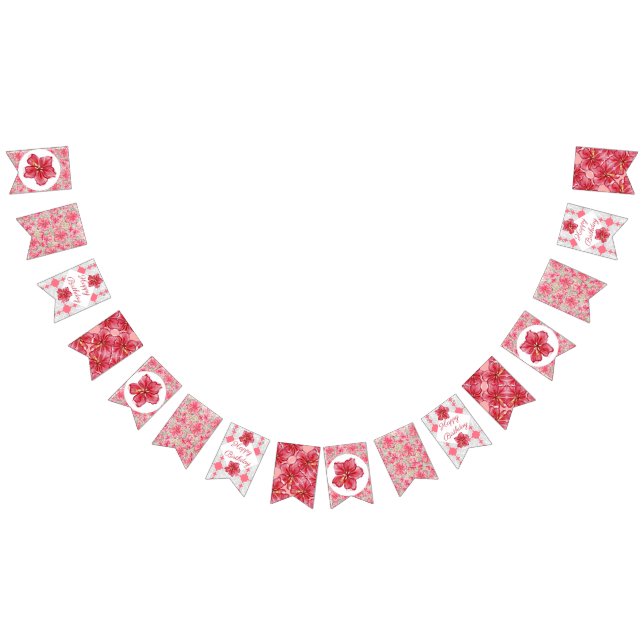 Hibiscus & lace RED Bunting (All)