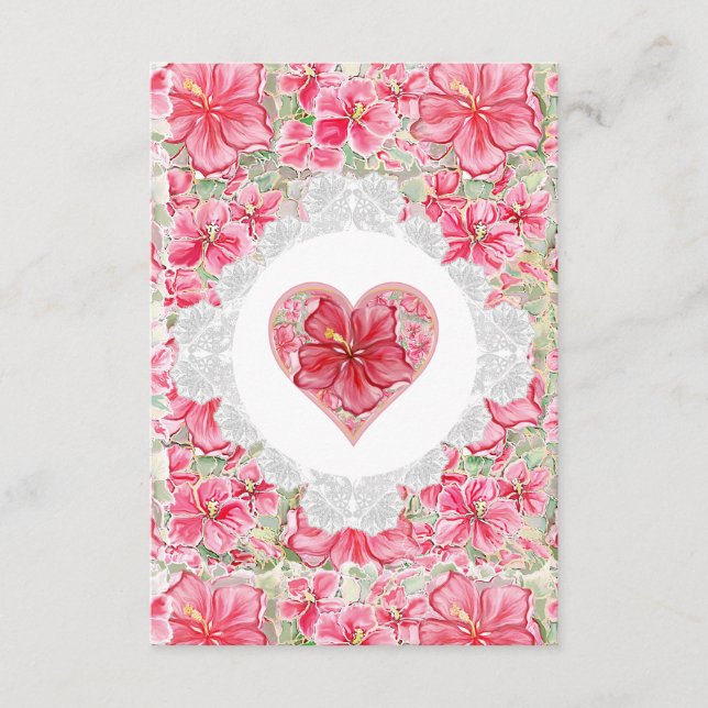 Hibiscus & lace RED Enclosure Card (Front)