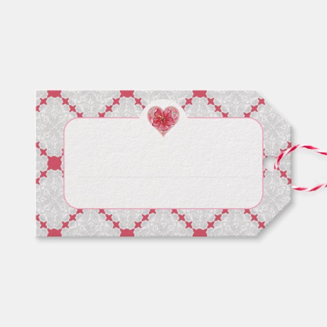 Hibiscus & lace RED Gift Tags (Front (Horizontal))