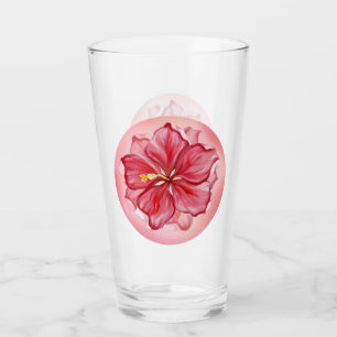 Hibiscus & lace RED Glass