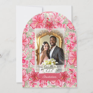 Hibiscus & lace RED Invitation