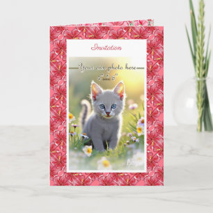 Hibiscus & lace RED Invitation