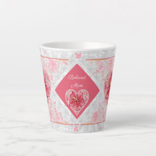 Hibiscus & lace RED Latte Mug