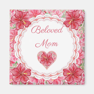 Hibiscus & lace RED Magnet