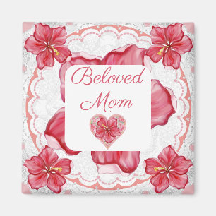 Hibiscus & lace RED Magnet