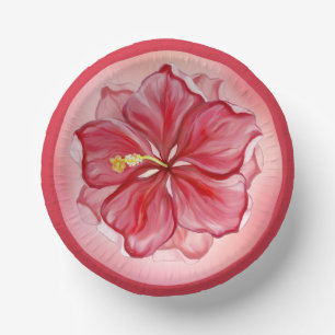 Hibiscus & lace RED Paper Plate