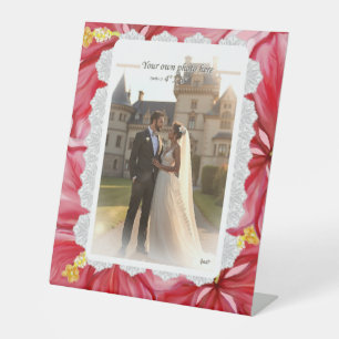 Hibiscus & lace RED Pedestal Sign