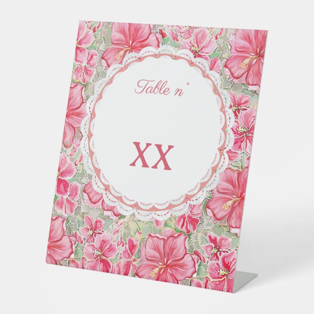 Hibiscus & lace RED Pedestal Sign (Front)