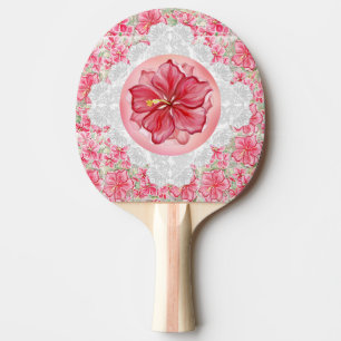 Hibiscus & lace RED Ping Pong Paddle