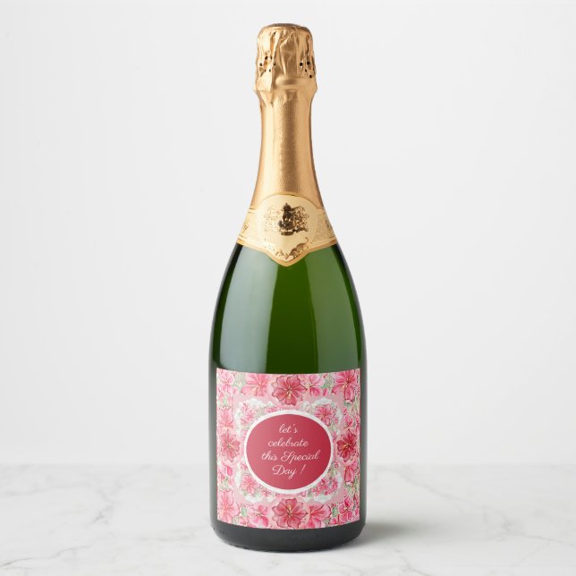 Hibiscus & lace RED Sparkling Wine Label (Front)