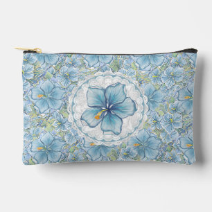 Hibiscus & lace TURQUOISE Accessory Pouch