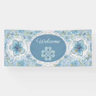 Hibiscus & lace TURQUOISE Banner
