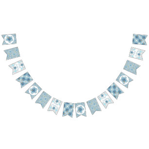 Hibiscus & lace TURQUOISE Bunting