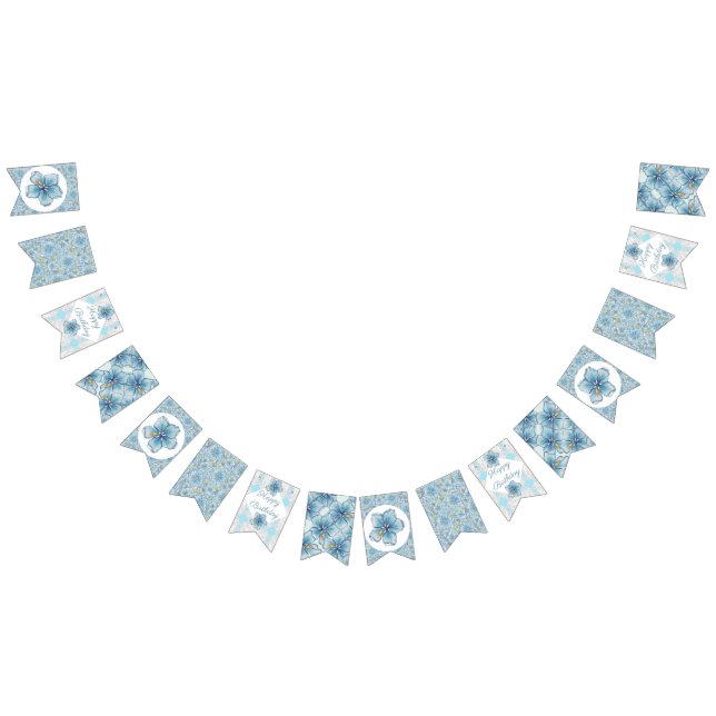 Hibiscus & lace TURQUOISE Bunting (All)