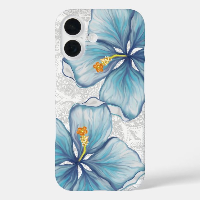 Hibiscus & lace TURQUOISE Case-Mate iPhone Case (Back)