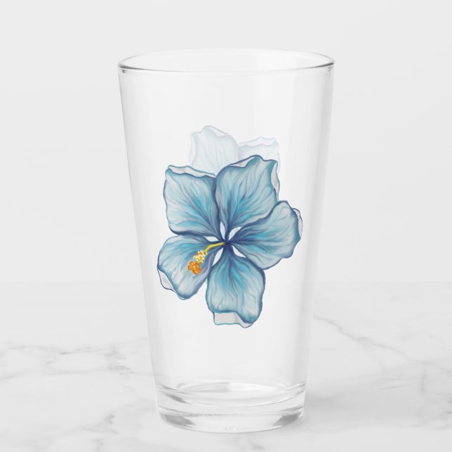 Hibiscus & lace TURQUOISE Glass (Front)