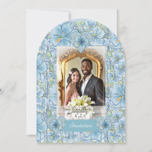 Hibiscus & lace TURQUOISE Invitation