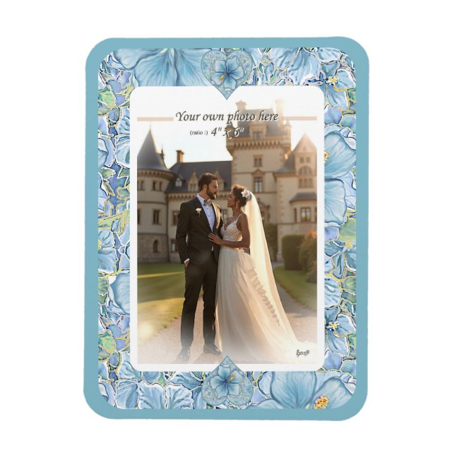 Hibiscus & lace TURQUOISE Magnet (Vertical)