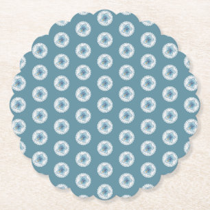 Hibiscus & lace TURQUOISE Paper Coaster