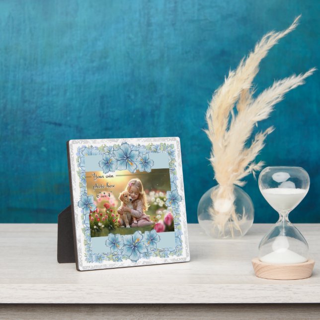 Hibiscus & lace TURQUOISE Plaque (Insitu)