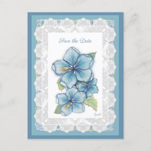 Hibiscus & lace TURQUOISE Postcard