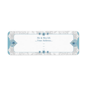 Hibiscus & lace TURQUOISE Return Address Label
