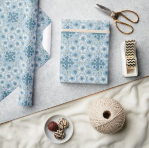 Hibiscus & lace TURQUOISE Wrapping Paper