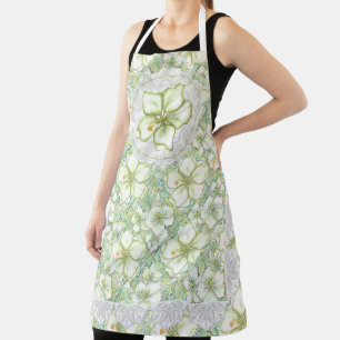Hibiscus & lace WHITE Apron
