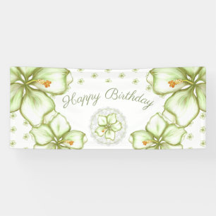 Hibiscus & lace WHITE Banner