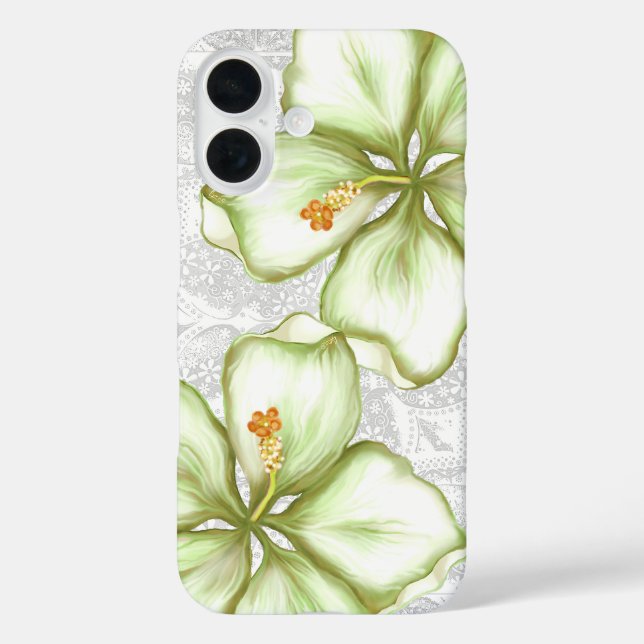 Hibiscus & lace WHITE Case-Mate iPhone Case (Back)
