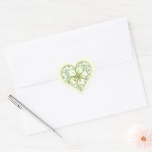 Hibiscus & lace WHITE Heart Sticker