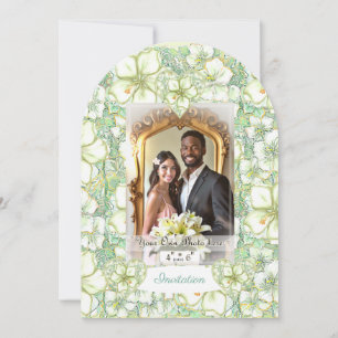 Hibiscus & lace WHITE Invitation