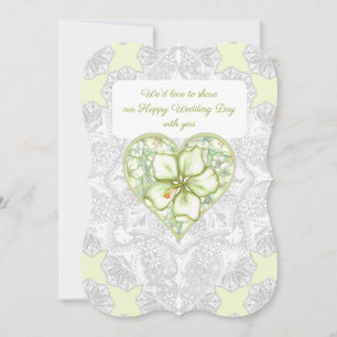 Hibiscus & lace WHITE Invitation