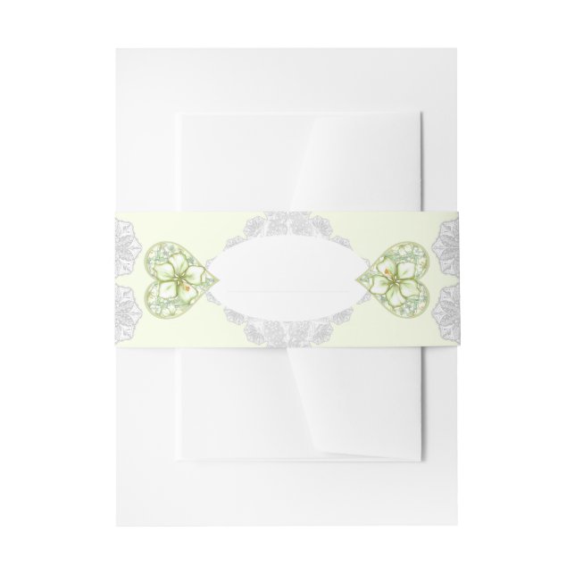 Hibiscus & lace WHITE Invitation Belly Band (Front Example)
