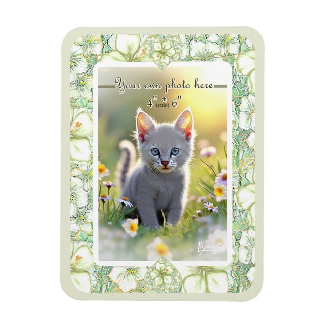 Hibiscus & lace WHITE Magnet (Vertical)