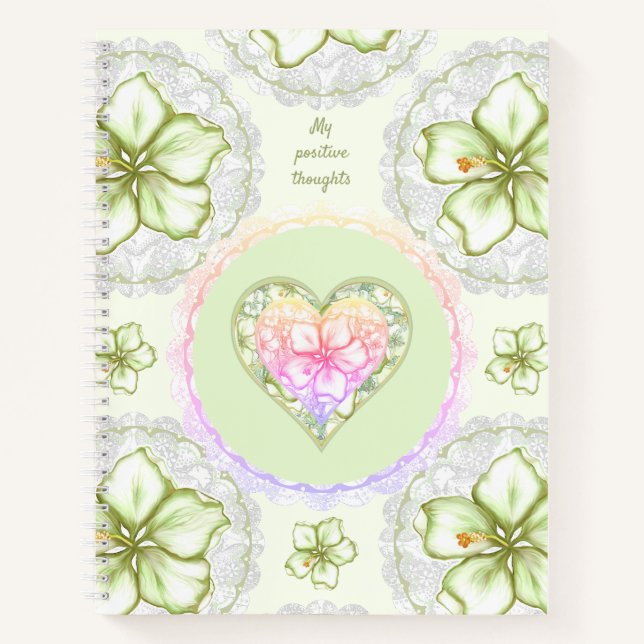 Hibiscus & lace WHITE Notebook (Front)