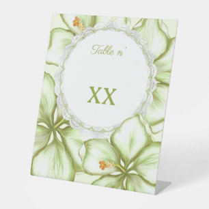 Hibiscus & lace WHITE Pedestal Sign