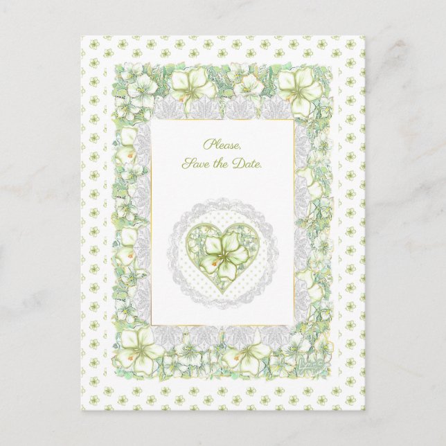 Hibiscus & lace WHITE Postcard (Front)