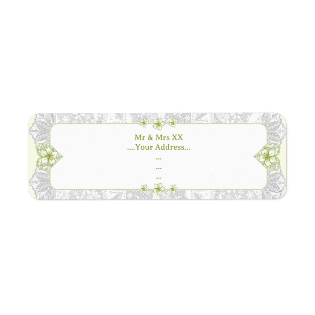 Hibiscus & lace WHITE Return Address Label (Front)