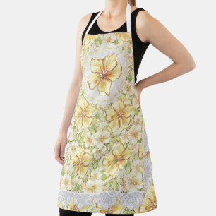 Hibiscus & lace YELLOW Apron