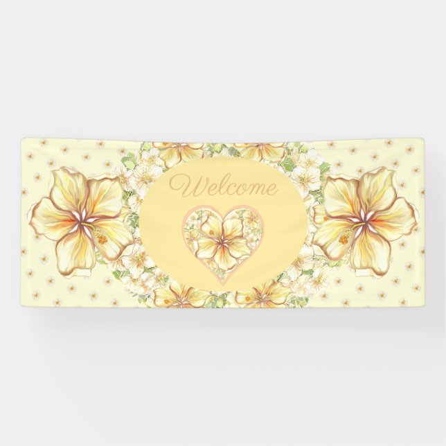 Hibiscus & lace YELLOW Banner (Horizontal)