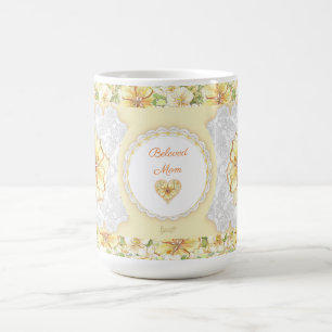 Hibiscus & lace YELLOW Coffee Mug