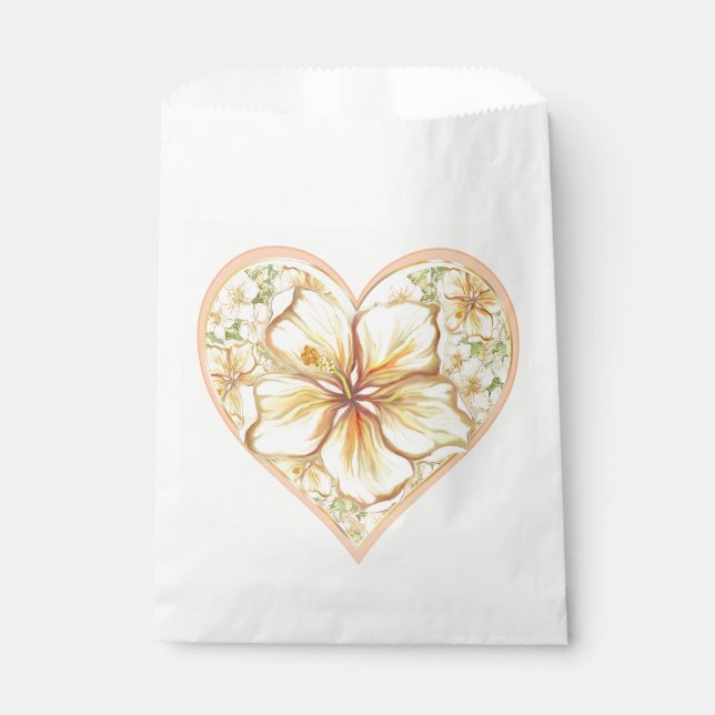 Hibiscus & lace YELLOW Favour Bag (Front)