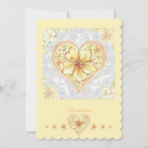 Hibiscus & lace YELLOW Invitation