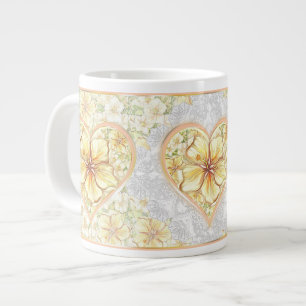 Hibiscus & lace YELLOW Large Coffee Mug